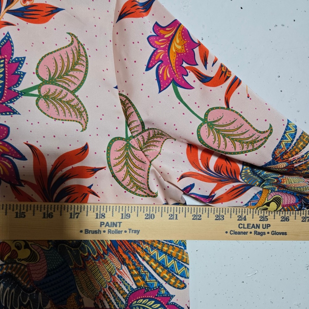 Rachel Zoe Tropical Bird Long Sleeve Button Shirt M Maximalist Statement Indie - Picture 7 of 8